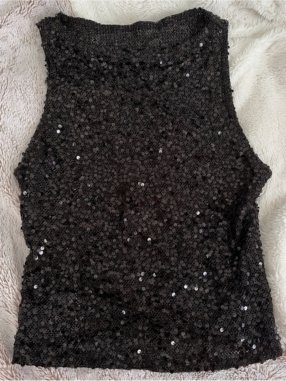 Black Sequin Sleeveless Top
